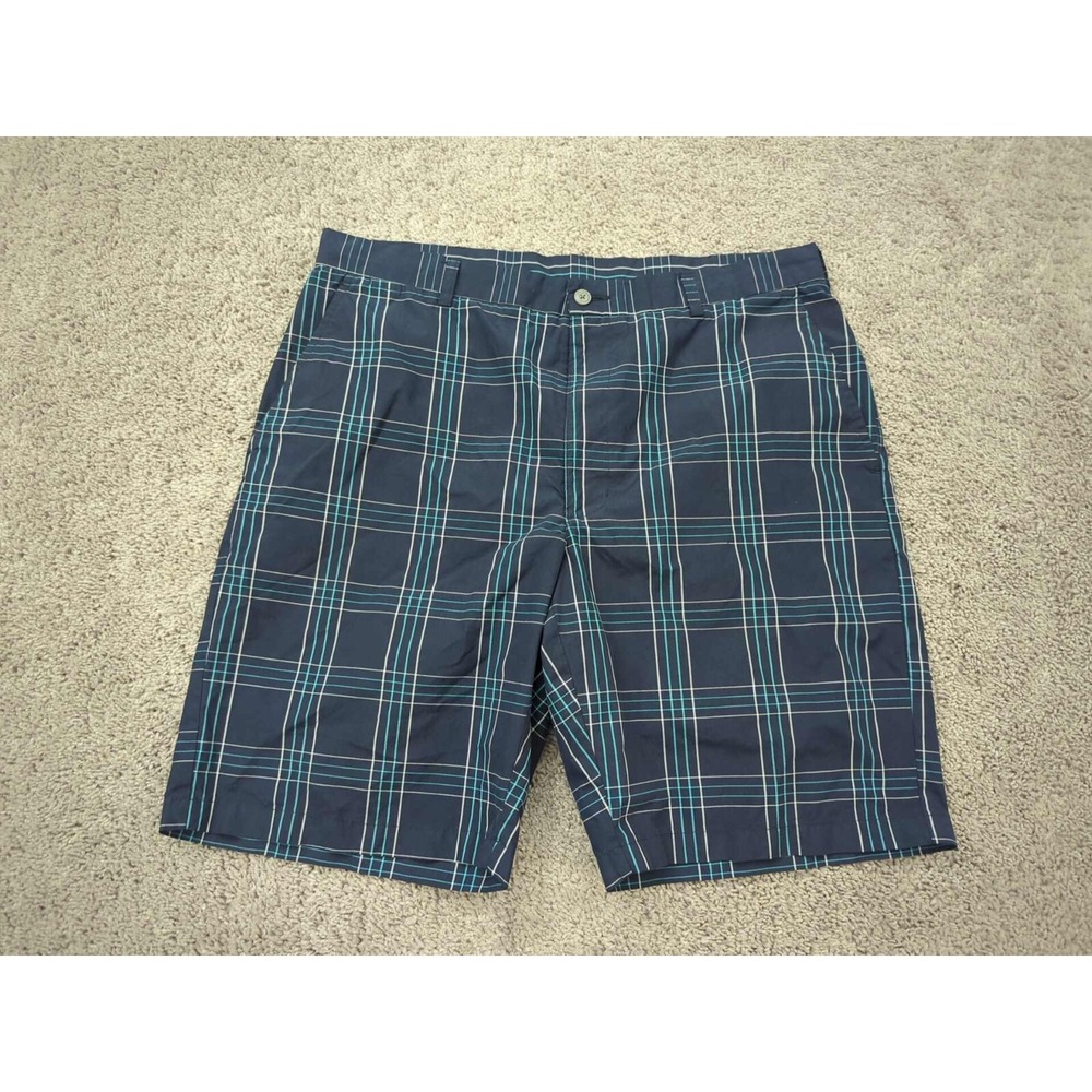 Ben Hogan Shorts Mens 36 Blue Plaid Pockets Performance Athletic Golf Casual